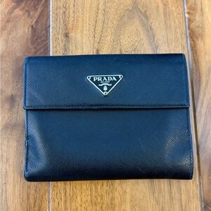 VINTAGE Prada Black Saffiano Leather Wallet